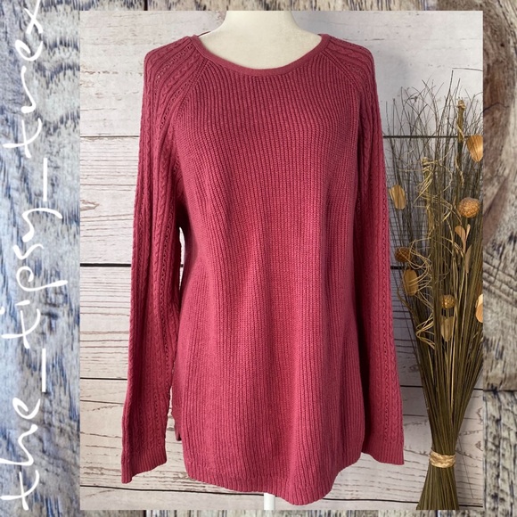 Sonoma Rose Mixed Stitch Tunic Sweater 1X